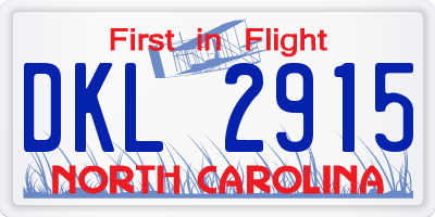 NC license plate DKL2915