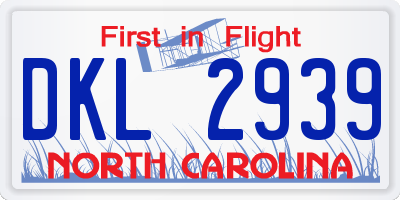 NC license plate DKL2939