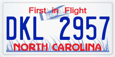 NC license plate DKL2957
