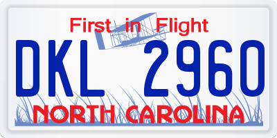 NC license plate DKL2960
