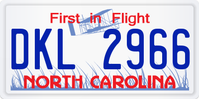 NC license plate DKL2966