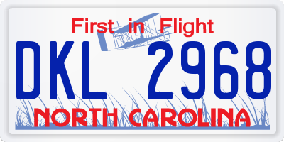 NC license plate DKL2968