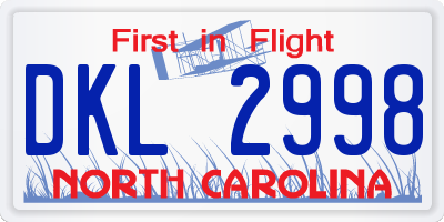 NC license plate DKL2998