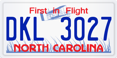 NC license plate DKL3027