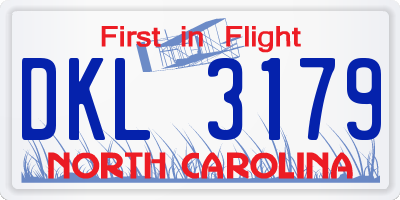 NC license plate DKL3179