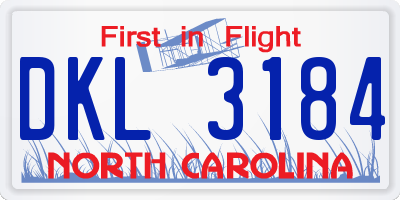 NC license plate DKL3184