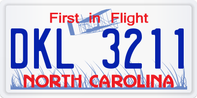 NC license plate DKL3211
