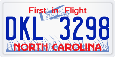 NC license plate DKL3298
