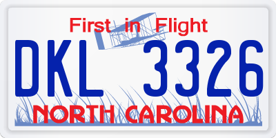 NC license plate DKL3326