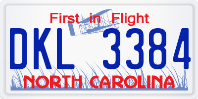 NC license plate DKL3384