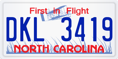 NC license plate DKL3419