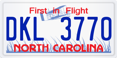 NC license plate DKL3770