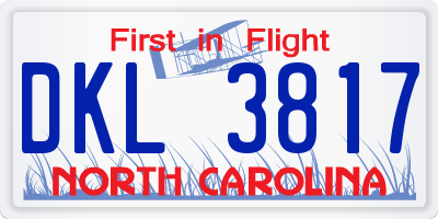 NC license plate DKL3817