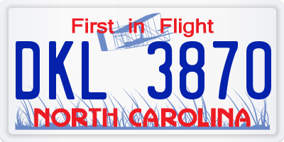 NC license plate DKL3870