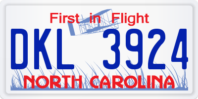NC license plate DKL3924