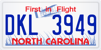NC license plate DKL3949