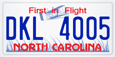 NC license plate DKL4005