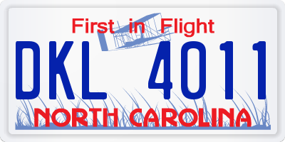 NC license plate DKL4011