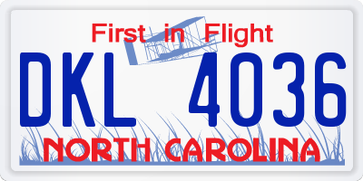 NC license plate DKL4036