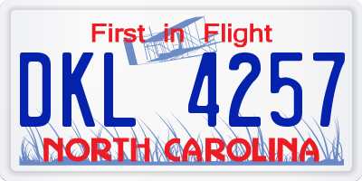 NC license plate DKL4257
