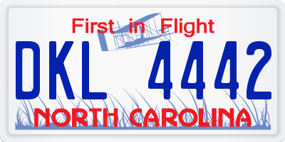 NC license plate DKL4442