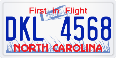 NC license plate DKL4568