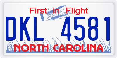 NC license plate DKL4581