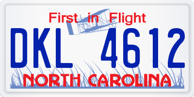 NC license plate DKL4612
