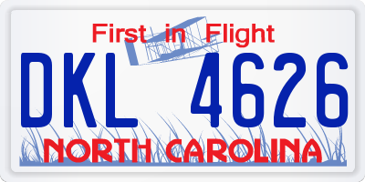 NC license plate DKL4626