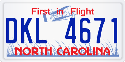 NC license plate DKL4671