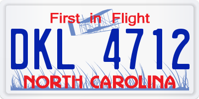 NC license plate DKL4712
