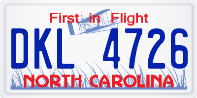 NC license plate DKL4726