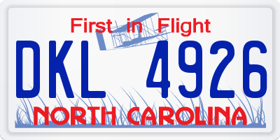 NC license plate DKL4926