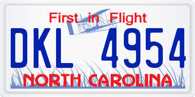 NC license plate DKL4954