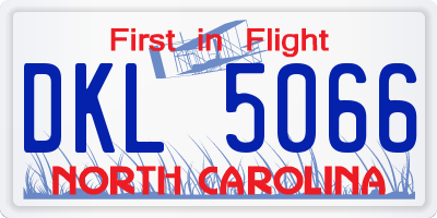NC license plate DKL5066