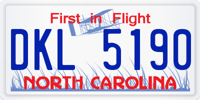 NC license plate DKL5190