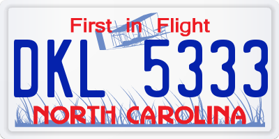 NC license plate DKL5333