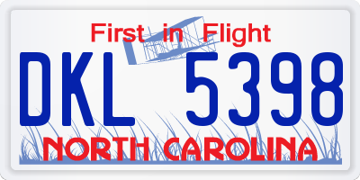 NC license plate DKL5398