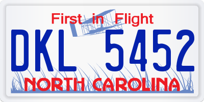 NC license plate DKL5452