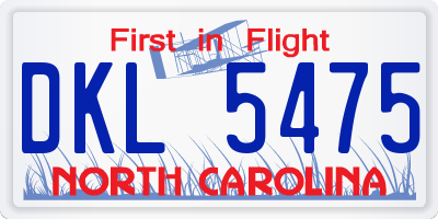 NC license plate DKL5475