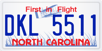 NC license plate DKL5511