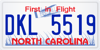 NC license plate DKL5519