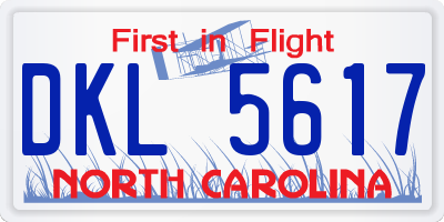 NC license plate DKL5617