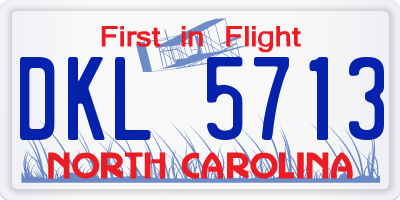 NC license plate DKL5713