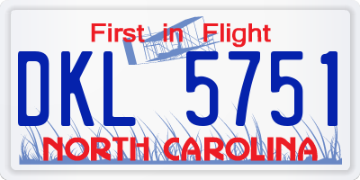 NC license plate DKL5751