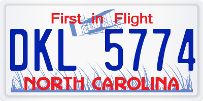 NC license plate DKL5774