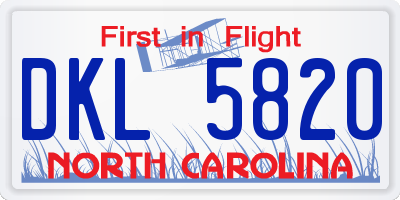 NC license plate DKL5820