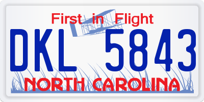 NC license plate DKL5843