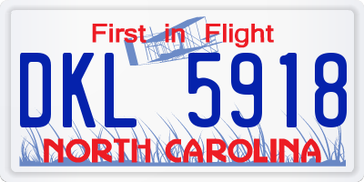 NC license plate DKL5918
