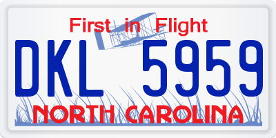 NC license plate DKL5959